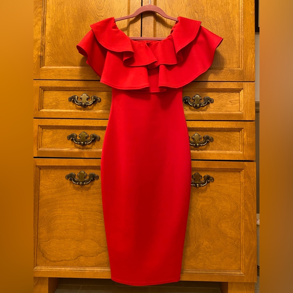 Red ruffle dress